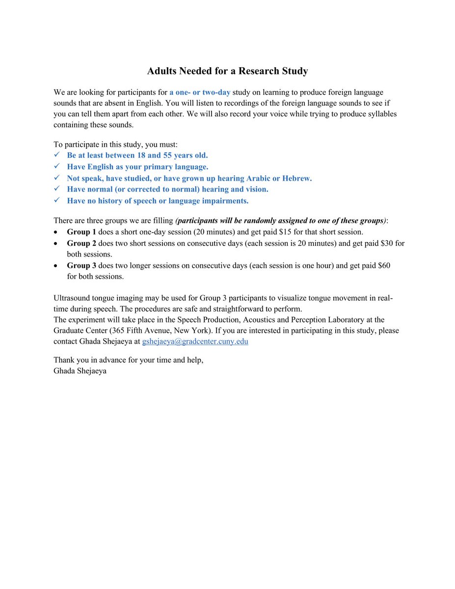 CUNY GC PhD SLHS (@gccuny) on Twitter photo Looking for participants for a study at <a href="/GC_CUNY/">The Graduate Center</a>! Please see the attached flyer for more information. Looking for participants for a study at <a href="/GC_CUNY/">The Graduate Center</a>! Please see the attached flyer for more information.