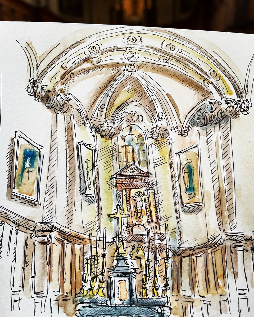 Day 4: Still in beautiful Nancy.  We stepped into this ancient church for a little rest. 

#church #historic #architecture #arq  #travel #Nancy #France #art  #watercolour #sketchbook #moleskine #traveljournal