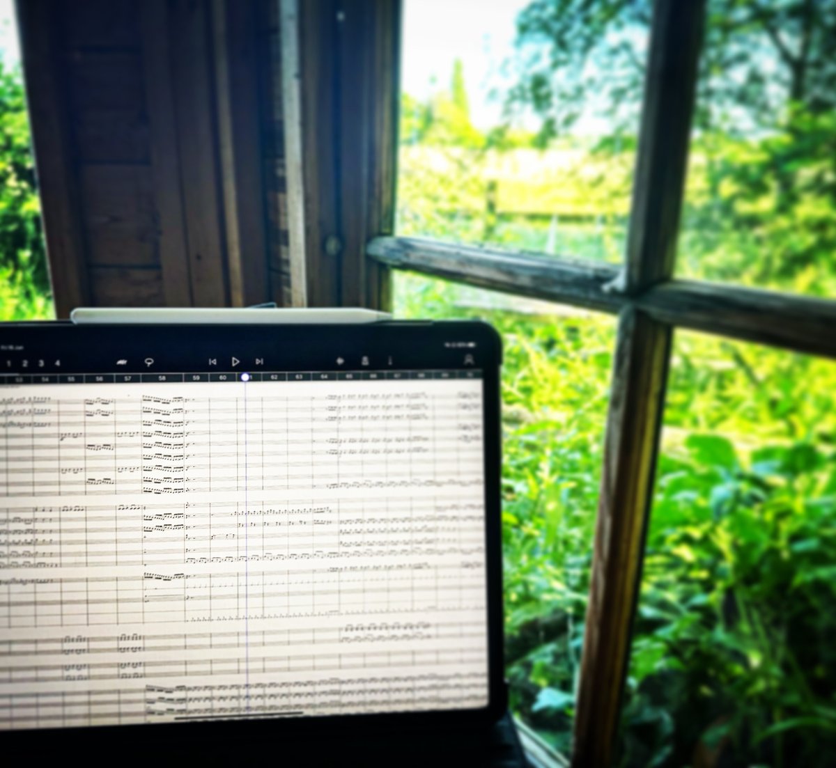 Nice and cool in the composing shed! #classicalmusic #orchestra #composerlife