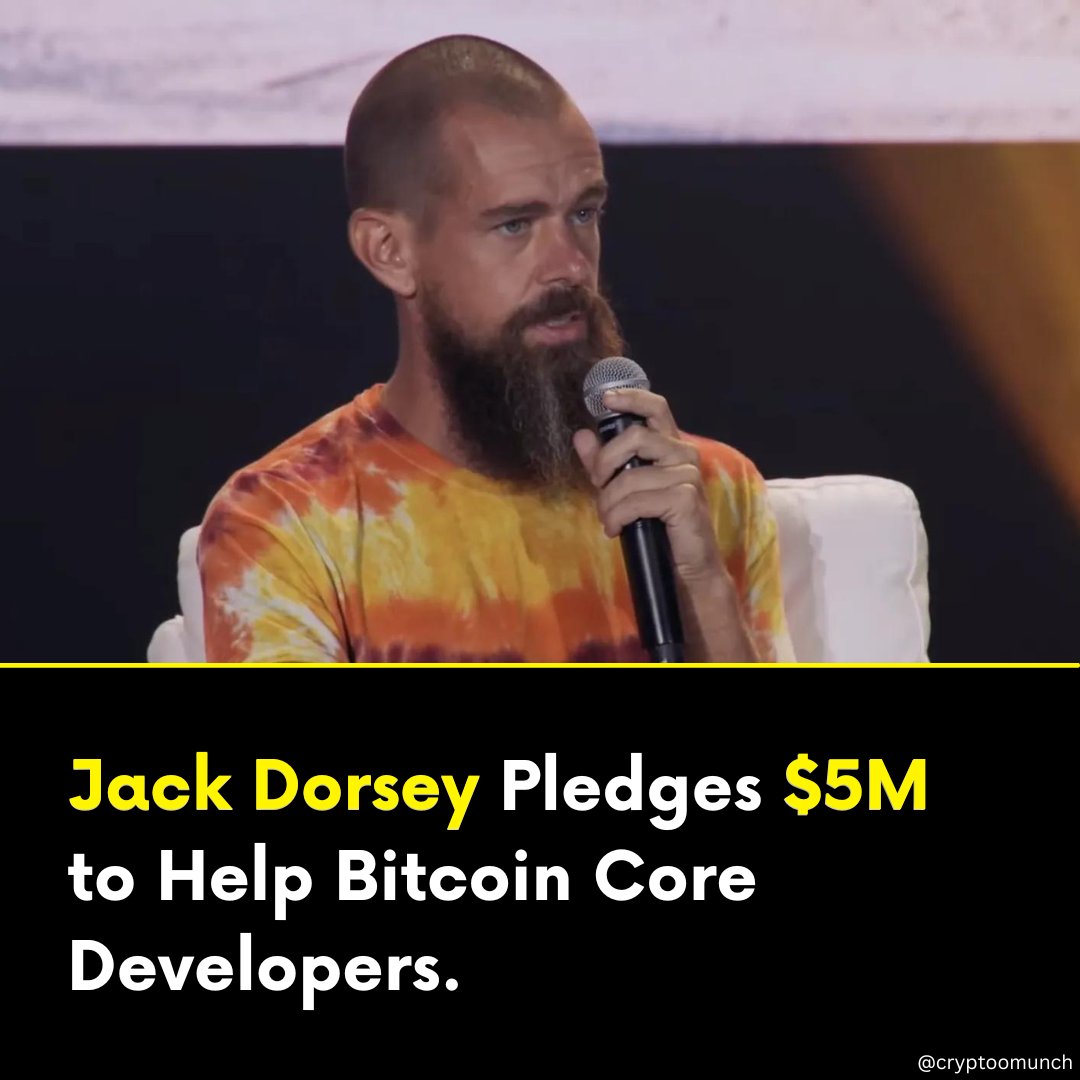 cryptoomunch's tweet photo. ✅ In yet another donation aimed at fueling the Bitcoin ecosystem, Jack Dorsey is doling out $5 million to Brink, a crucial funder of open source developers in the Bitcoin space.
The $5 million will be given to Brink over the course of five years—$1 million per year. https://t.co/F7hPCaPQZ2