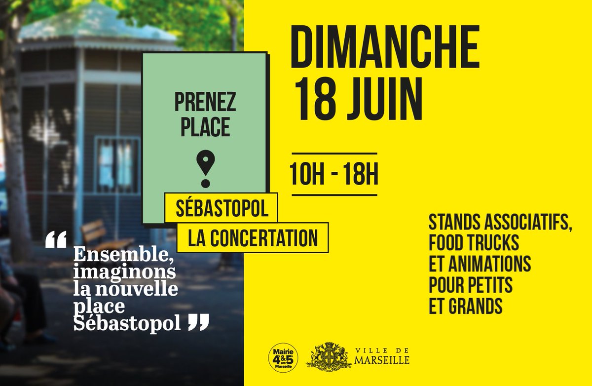 ⏰Rendez-vous ce dimanche pour imaginer ensemble la nouvelle place Sébastopol !
↪️marseille4-5.fr/news/dimanche-…