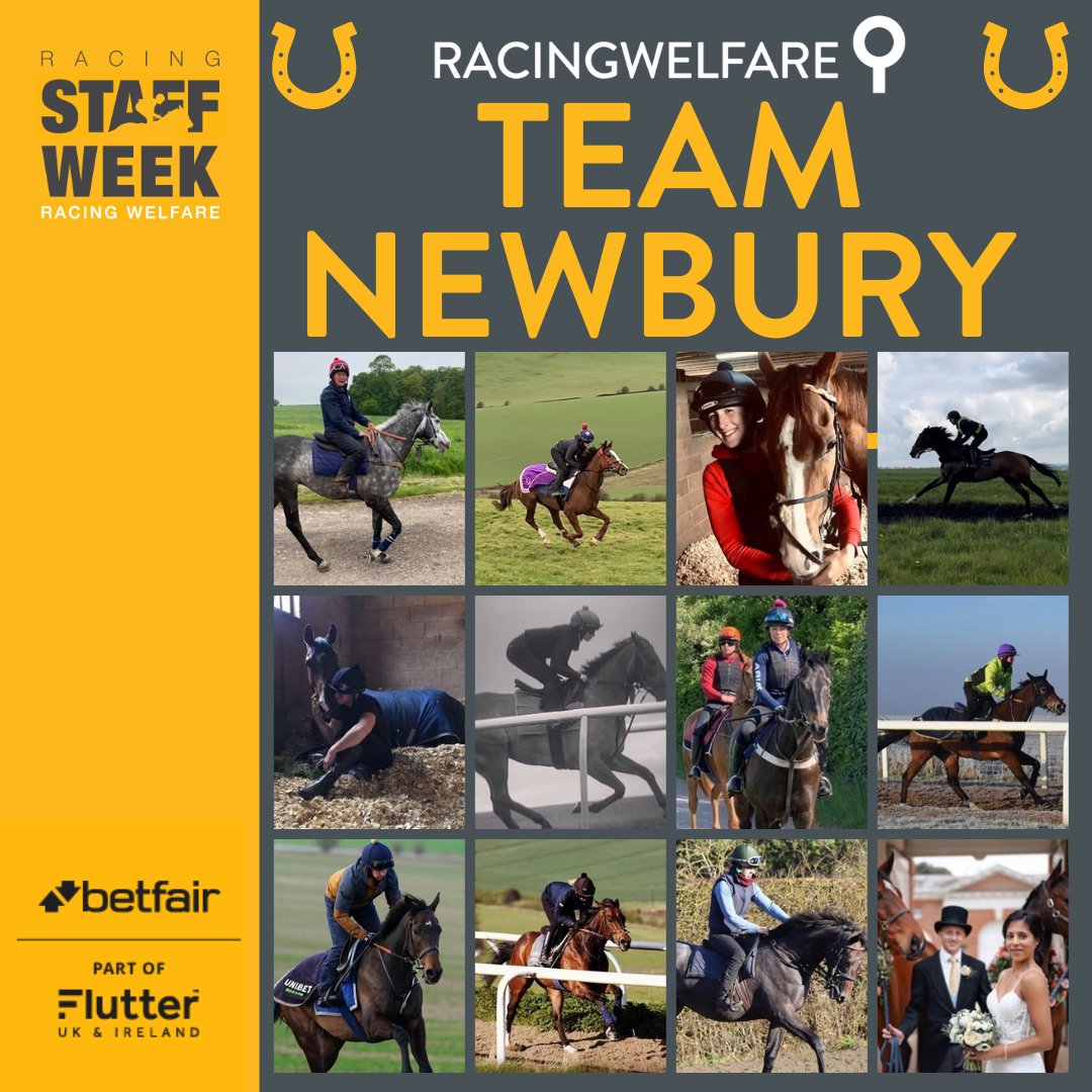 Over 50 stable staff will be coming together during #RacingStaffWeek to take part in one of FIVE charity races. Introducing ✨Team Newbury✨, who will race on Tuesday 27th June at @NewburyRacing . 
To find out about the riders & to show your support visit -racingstaffweek.com/stable-staff-r…
