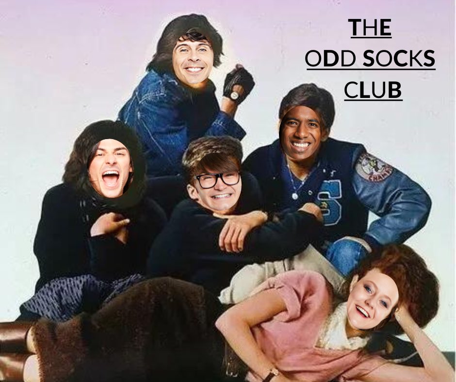 Flashback to when we all had detention together, but had fun anyway 😂 #theoddsocksclub #oddsocks #ninjapigproductions #80s #madeinthe80s @AndyDayTV @shmallett @stewartmccheyne @thevonemusic @Marcus_Ramtohul