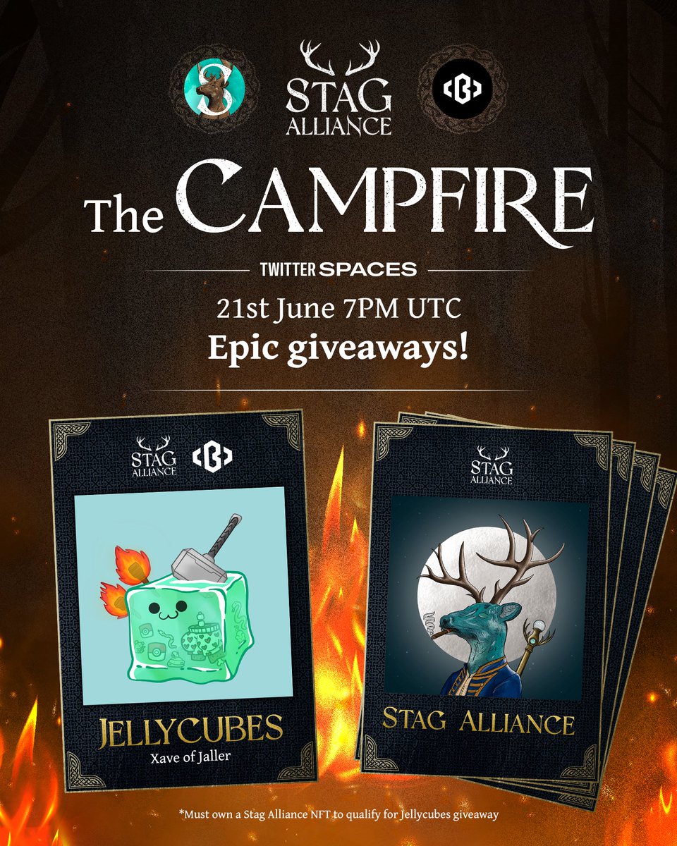 StagAlliance's tweet image. The Campfire x @Block_Is_Hot_7 x founders @jkfsandham and @AshXlandZ

- The value of community in web3
- Alliance Guilds and how you can get involved
- Our biggest collab yet

Hosted by @liam_CNFT

#ada #cardano #CardanoADA  #cnft #CNFTCommunity