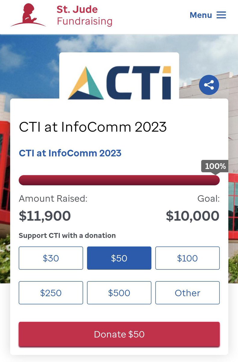 tobitungl's tweet photo. Well done to my @CTIAV peeps! We raised $11,900 for @StJude this year! 👏👏#infocomm23 #ctirocks https://t.co/XQ8i6BpsUj