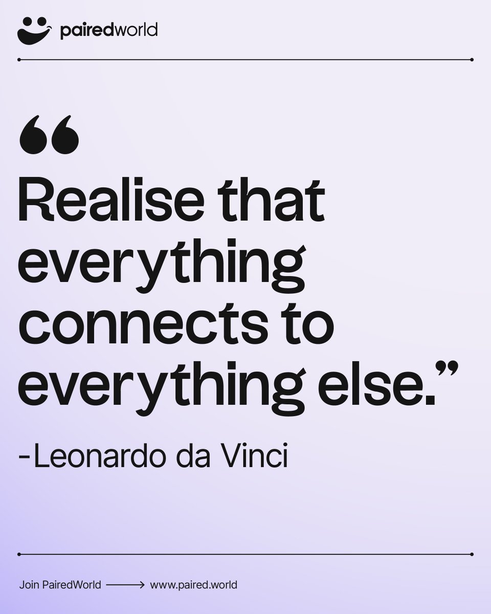 PairedWorld's tweet photo. Life is a beautiful web of interconnected choices, experiences, and relationships. 

Embrace these connections and tag someone you are connecting with this weekend! 🔗🌐 

#HumanConnection #NFTCommunity https://t.co/GInBW0K9WP