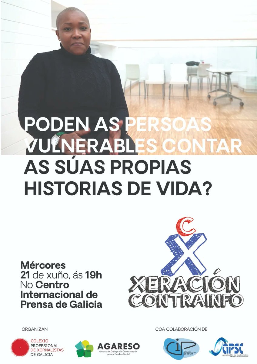 xornalistas's tweet photo. O vindeiro mércores, o CPXG e @agareso presentan os resultados de #XeraciónContrainfo e #ATribo, proxectos que combaten o discursos de odio e mostran o traballo xornalístico de mozos/as vulnerables. No Centro Internacional de Prensa de Galicia ás 19:00.
https://t.co/7Jaawpvh09 https://t.co/C3tkDXAuBw