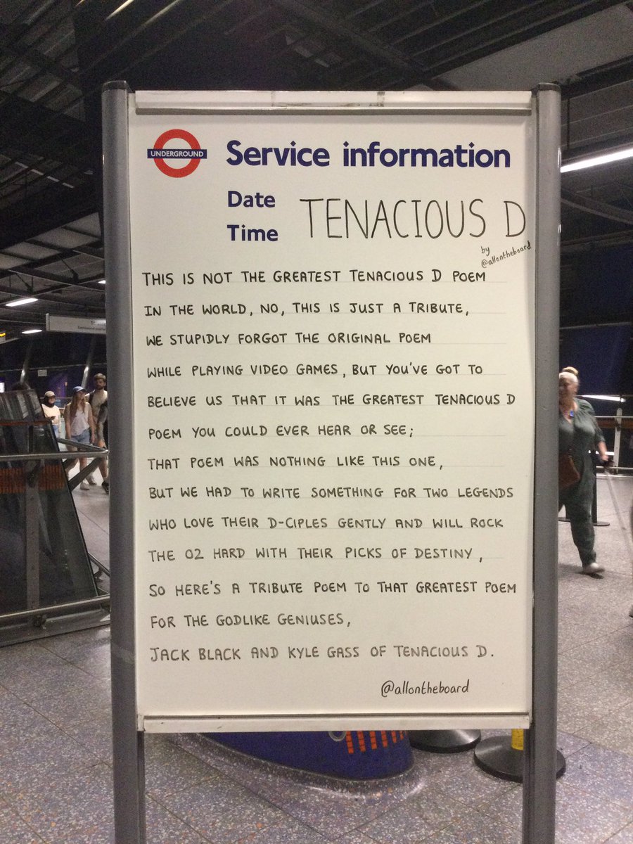 This is not the greatest @tenaciousd poem in the world, no, this is just a tribute. Have an amazing time to everyone going to see Tenacious D in The O2.

#TenaciousD #TheO2 @allontheboard