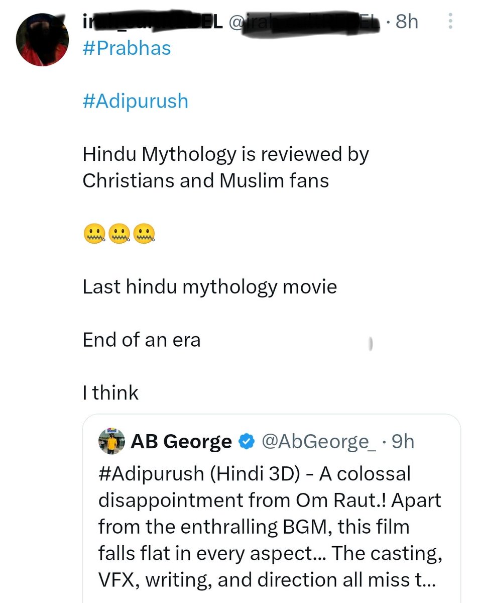 AbGeorge_'s tweet photo. When posting a review:
a few years ago, "What else from a "X, Y, or Z" fan?"

Nowadays, it's more like, "What to expect from a Christian, Hindu, Muslim, blah blah"..!

Times change, opinions shift, but unfortunately, it's a change for the worse..🚶 https://t.co/DiQQtHPEWl