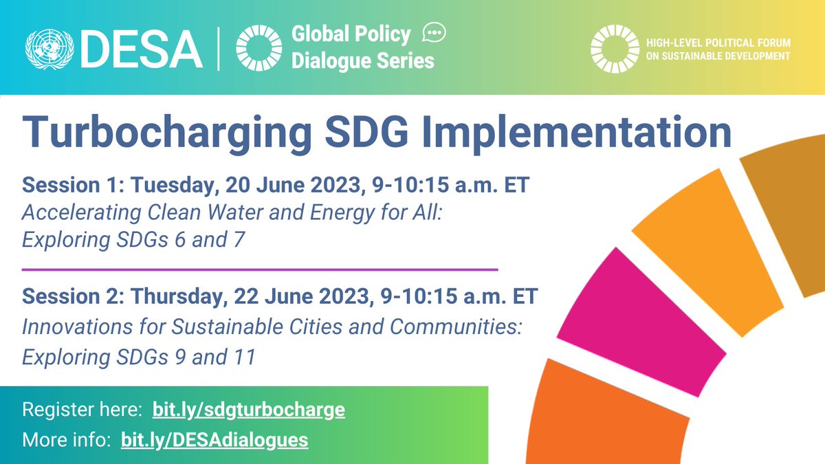 Have you signed up yet for the Global Policy Dialogues this week?
If not, do it now! 

20 June: Exploring Clean Water 💧 & Energy 💡
22 June: Exploring Innovation 👩🏾‍💻 & Sustainable Cities 🏙️
 
Register: bit.ly/sdgturbocharge