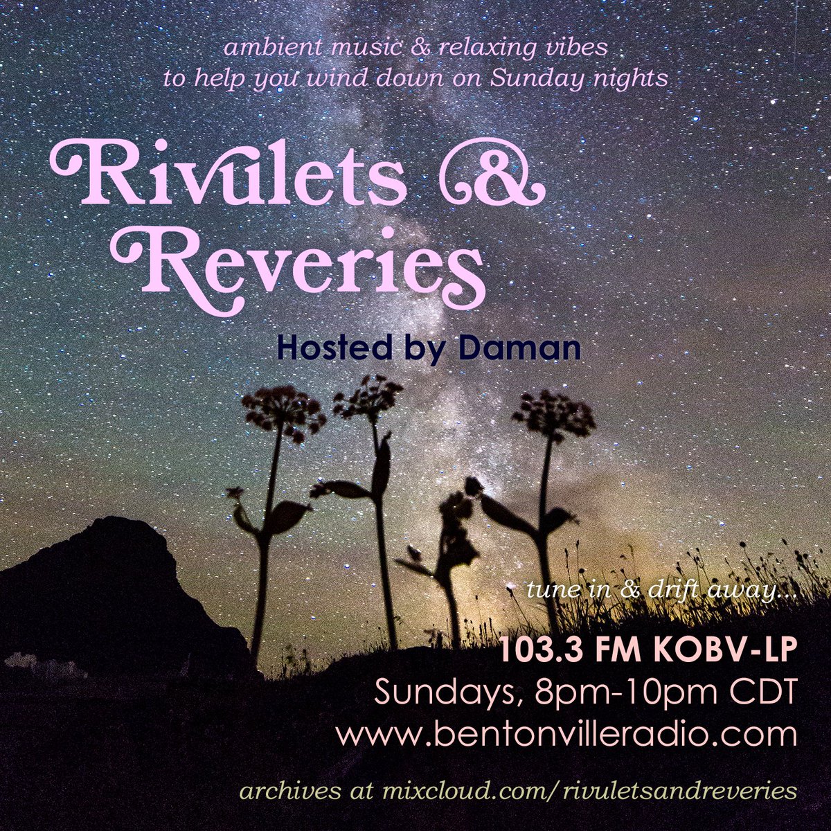 Tune in to 103.3 KOBV this Sunday evening for a dreamy soundscape of new age, ambient, and space music. 8-10pm