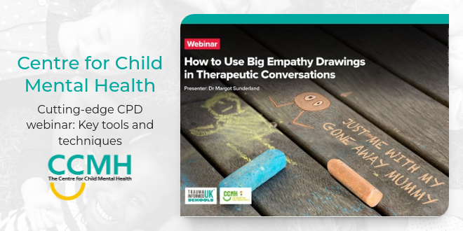 Featured Webinar: 'How to Use Big Empathy Drawings' with Dr Margot Sunderland. A key intervention to be used by trained emotionally available adults to help a child or teenager process painful life events in a safe, engaging, creative way. Learn more - mailchi.mp/childmentalhea…