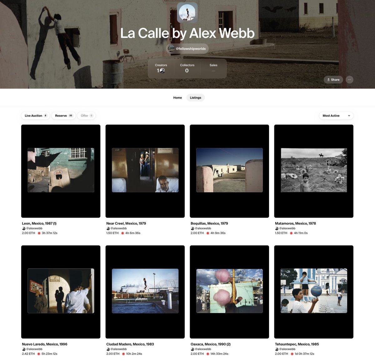 It´s exciting to see the work of Alex Webb continuing it´s journey now in web3 finding new collectors and lovers of photography. This project has been instrumental in shaping the art of street photography. Congrats to Alex and the <a href="/fellowshiptrust/">Fellowship</a> on this launch