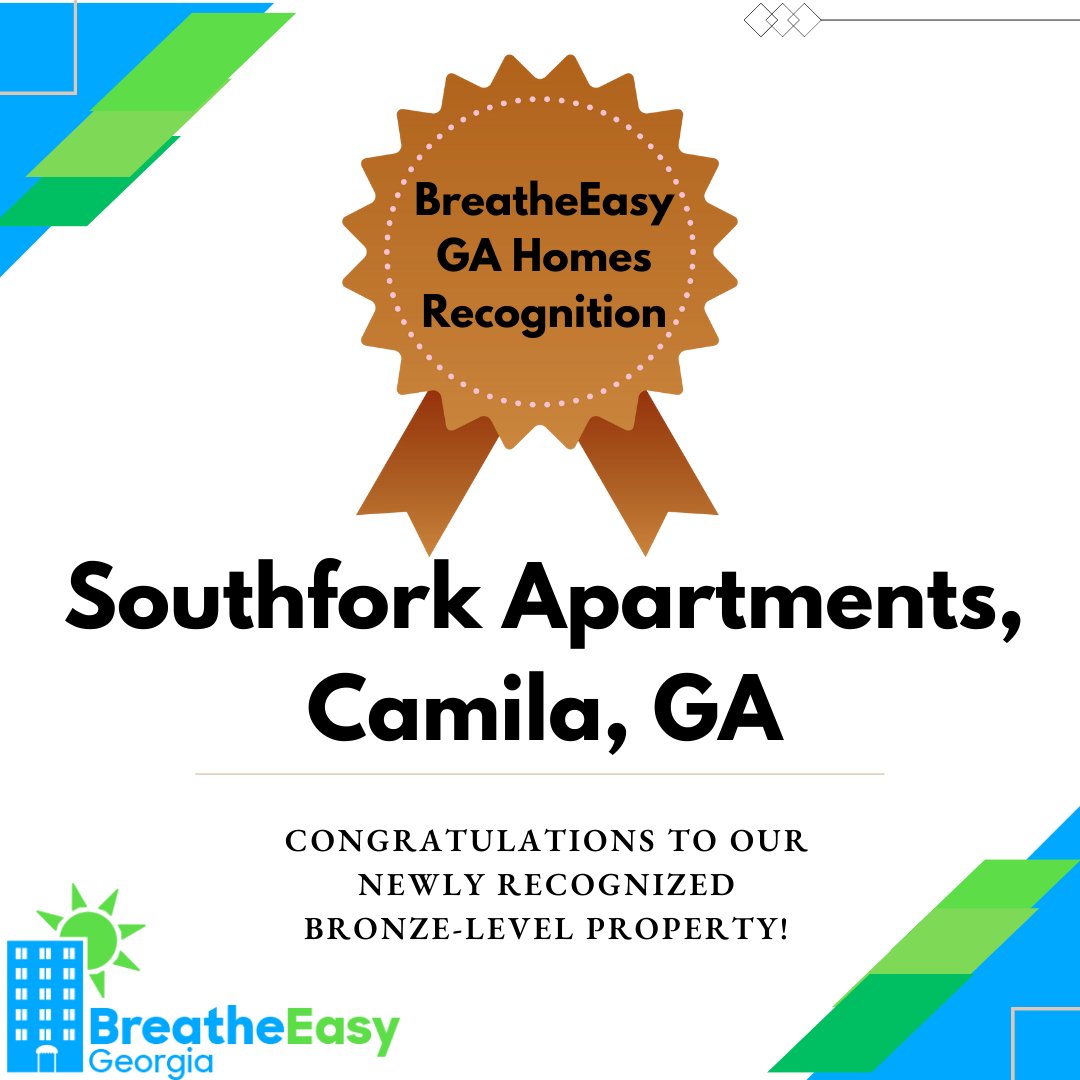 We are excited to announce our newest property to gain BreatheEasy Smoke-free Recognition: Southfork Apartments in Camila, GA. Thank you for adopting a smoke-free policy to create a safer and healthier environment! See all of our recognized properties at: scholarblogs.emory.edu/breatheeasygah…