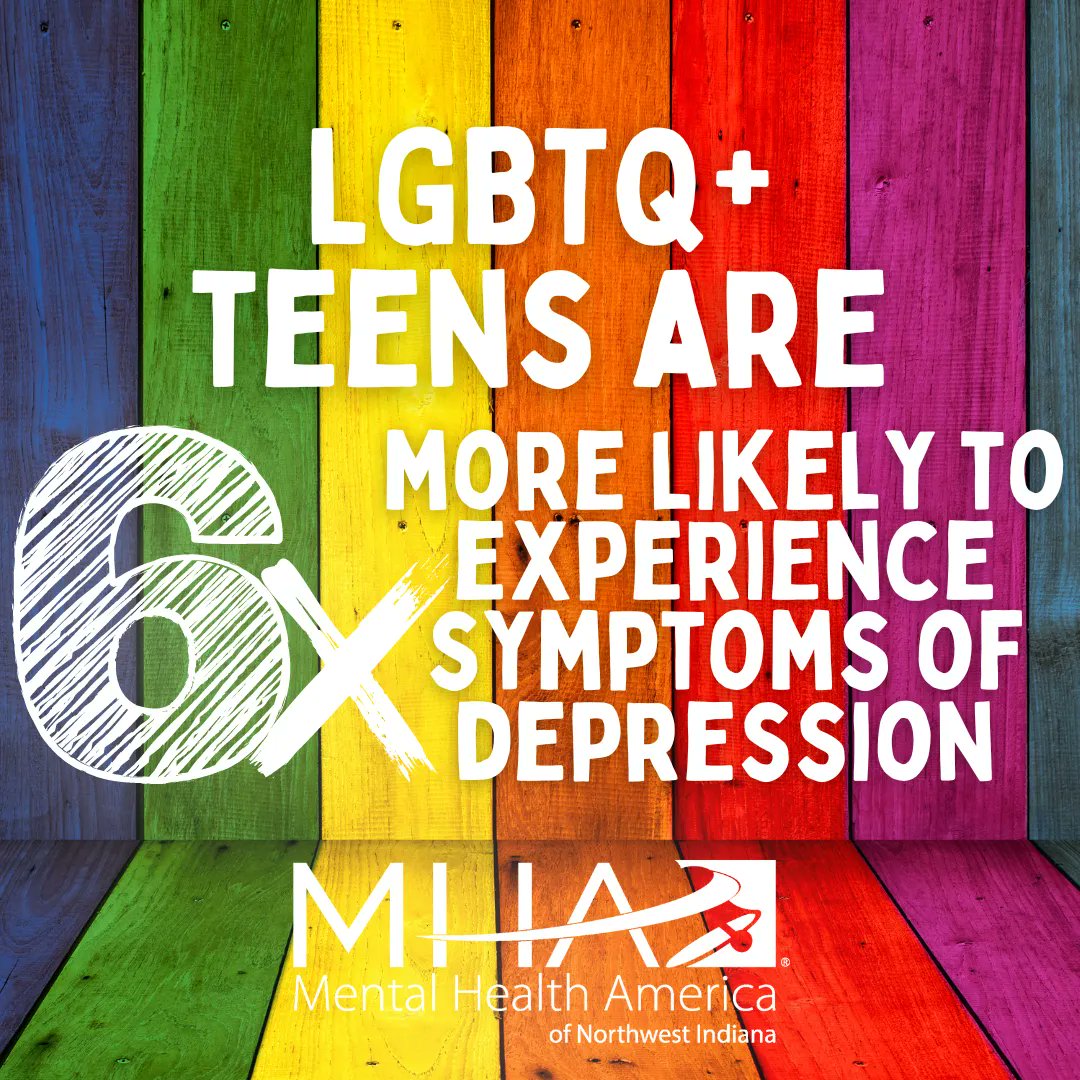 Did you know? LGBTQ+ teens are six times more likely to experience symptoms of depression than non-LGBTQ+ identifying teens.

#PrideMonth #Pride2022 #LGBTQMentalHealth #MentalHealth4All #MHANWI