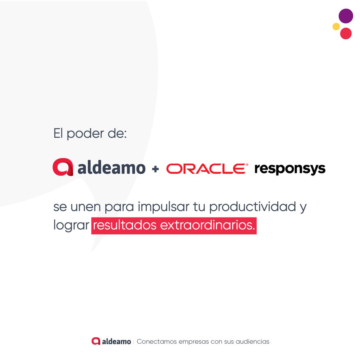Aldeamo's tweet image. Gracias a nuestra API para enviar SMS, podrás agregar una capa adicional de interacción con tus clientes. 💥 Aprovecha todas las ventajas y potencia tus comunicaciones con la integración de Aldeamo + Oracle Responsys.

#MarketingSolutions #CustomerJourney #TargetedMessaging