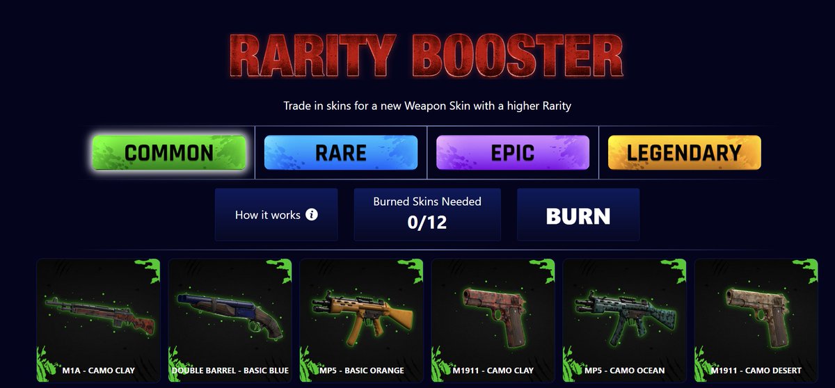UndeadBlocks's tweet image. Our Rarity Booster is now live! ♻️

Recycle your Common and Rare Weapon Skins to level up your Inventory and rep your clout! 🔫

Powered by @Immutable 

Collection ➡️ market.immutable.com/collections/0x…