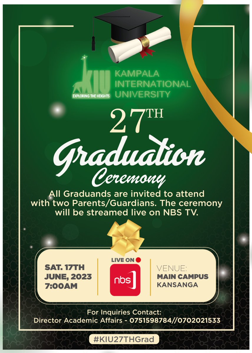 KiulawSociety's tweet photo. We shall clap hands for others, till its our turn to be clapped for. 
Congratulations all KIU graduands. 👏🙏 from Speaker KIU Law Society - @NaxilMugumya 
#KIU27thGrad https://t.co/Fr5FL6HuOT