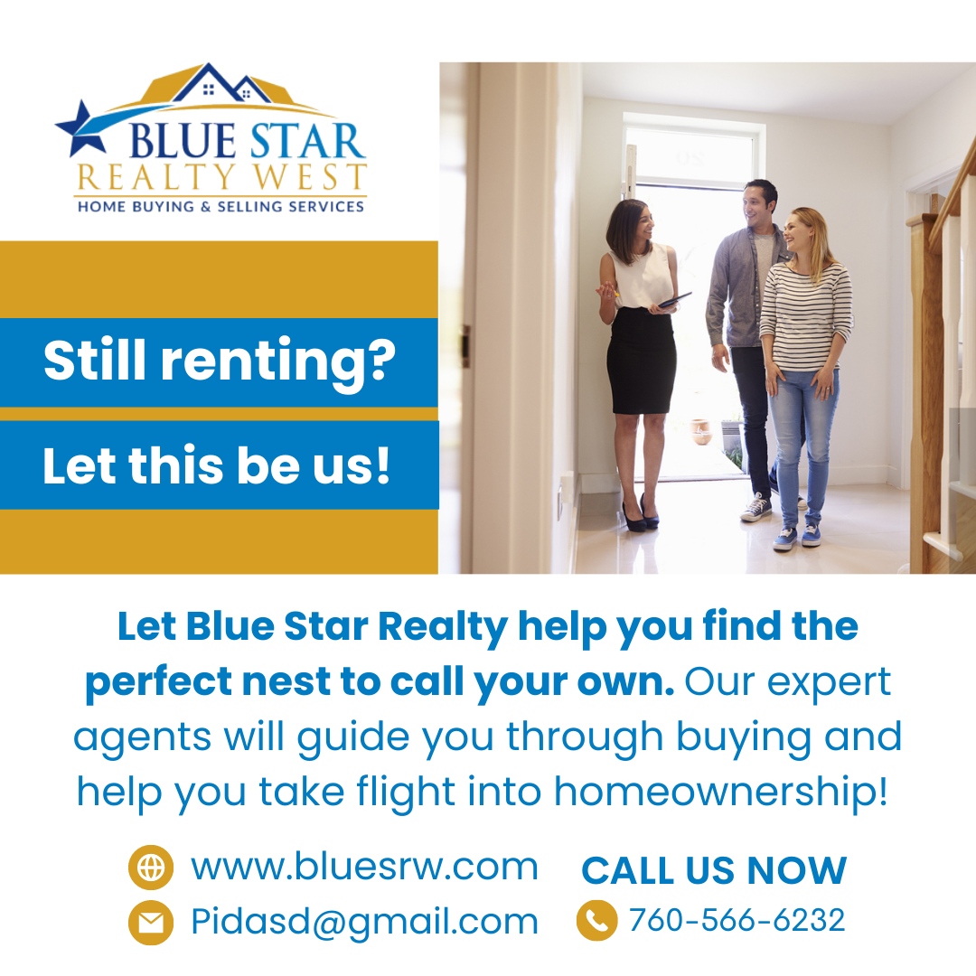 Discover the Blue Star difference in San Diego's real estate market! 🌟 With unparalleled service and expertise, we make your satisfaction our top priority.

#BlueStarRealtyWest #SanDiegoRealEstate #YourDreamHomeAwaits