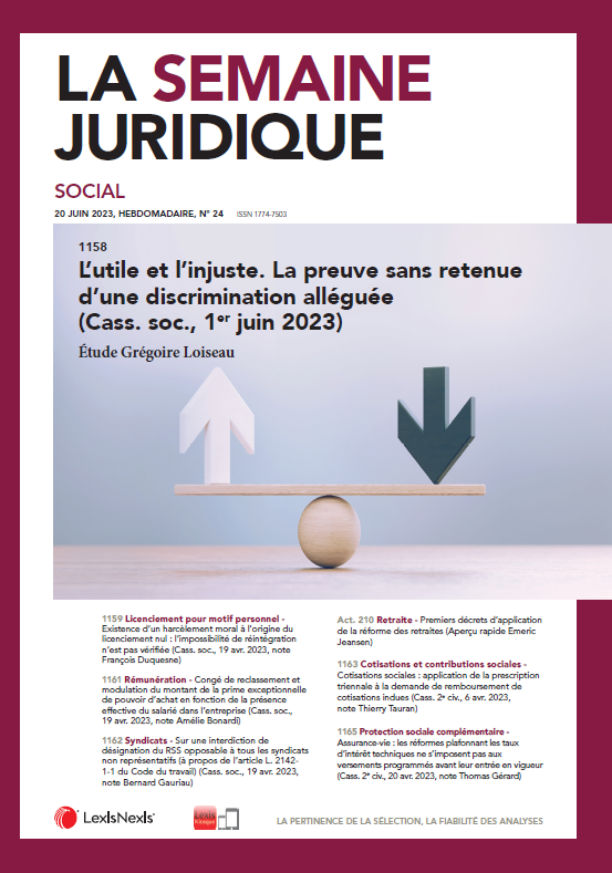 JCP_Social's tweet image. À la une du JCP S n° 24 #Lexis360 #LexisKiosque (lexiskiosque.fr) une étude de Grégoire Loiseau : "L’utile et l’injuste. La preuve sans retenue d’une discrimination alléguée (Cass. soc., 1er juin 2023)"

Bonne lecture et bon week-end !
