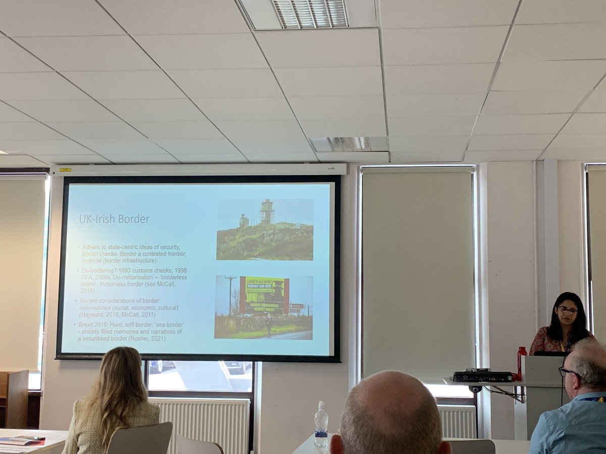 siobhanmc74's tweet photo. Some great projects on the Irish/UK border developing - border lives, women and the border, border crime and everyday security @blalygamal @BORDEX_project and Dyuti Chakravarthy. Really looking forward to hearing the findings, perhaps at NSCC24! #nscc23 https://t.co/eI5jOTtWDx