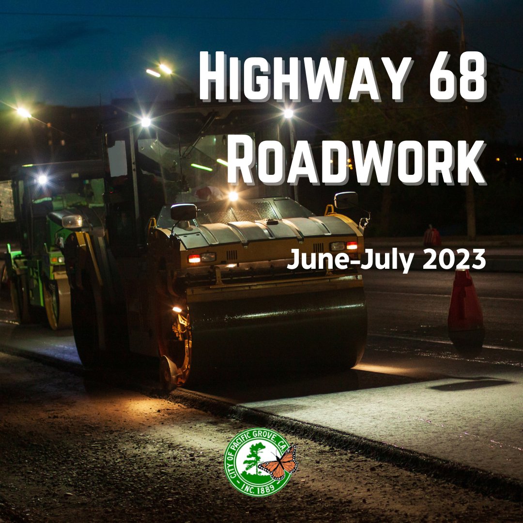 #NightRoadWork Expect one-way traffic control on Highway 68 as Caltrans completes paving work, now through the end of July. Work will occur Sunday - Friday from 8 p.m. to 6 a.m. between Stuart Ave. and Sunset Dr. For information and project updates, visit <a href="/CaltransD5/">Caltrans District 5</a>