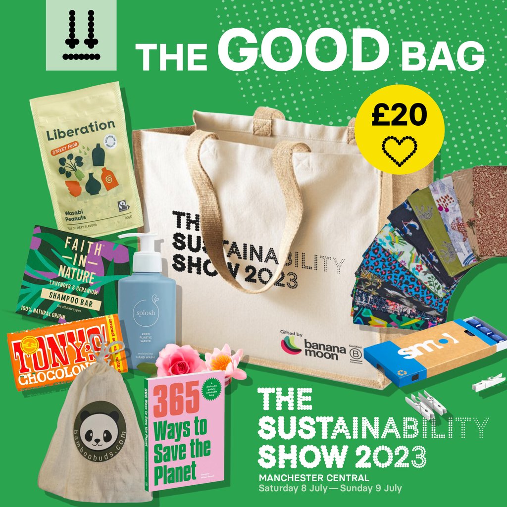 SustShow's tweet photo. Packed with over £60 worth of essential products, we're thrilled to offer you The Good Bag for just £20! Filled with a collection of eco-friendly brands showcased at our show and more. 

Make sure to add this fantastic deal to your order - https://t.co/cq2wJcJco3 https://t.co/dhEgOr5DKR