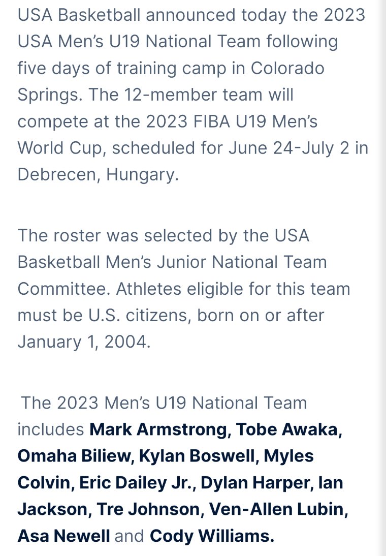 #Villanova Mark Armstrong has made the USA Men's U19 National Team that will take part in the World Cup
#USABMU19 #FIBAU19