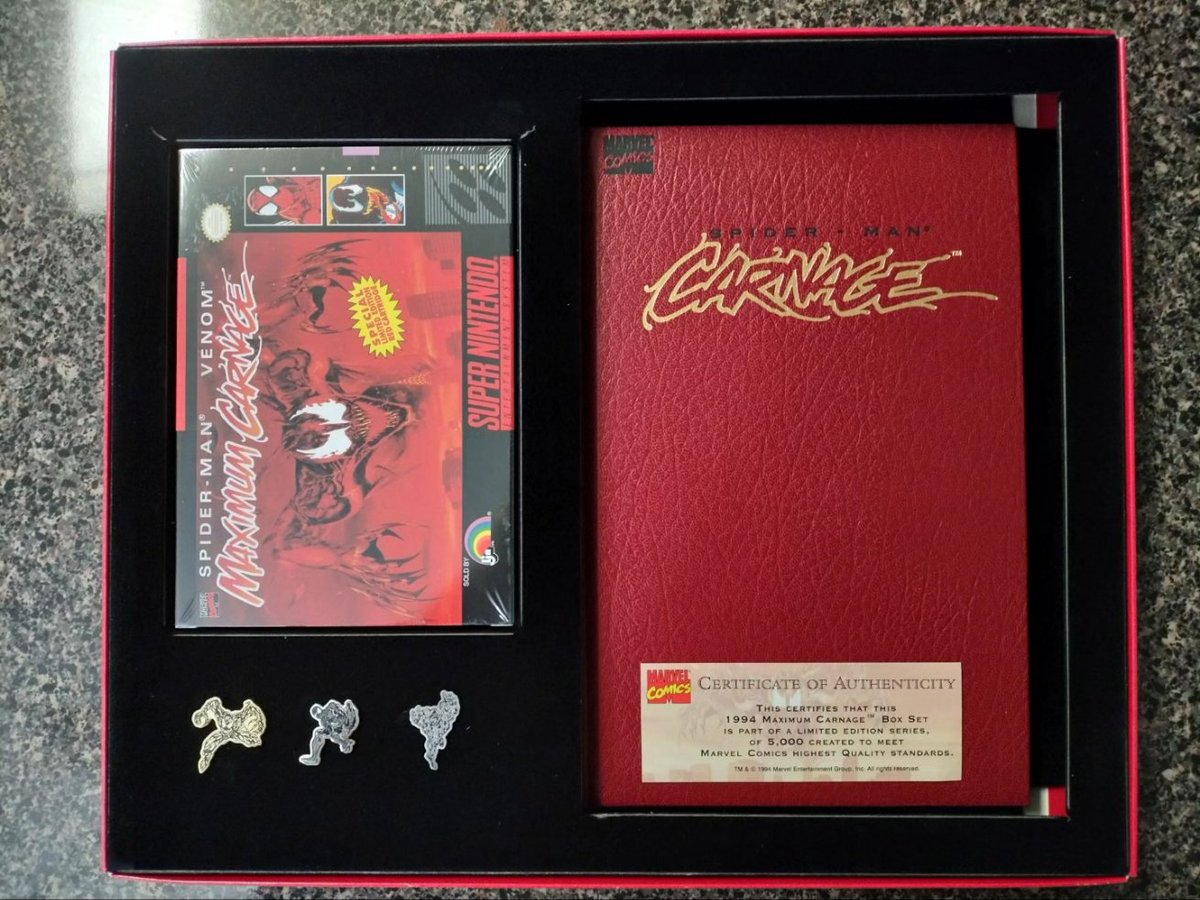 randomassname3's tweet photo. out of all the cool stuff i have in my collection, this is probably the coolest! 1 of only 5000 in the world. #marvel #maximumcarnage #nintendo #snes https://t.co/GwQmjCjCso
