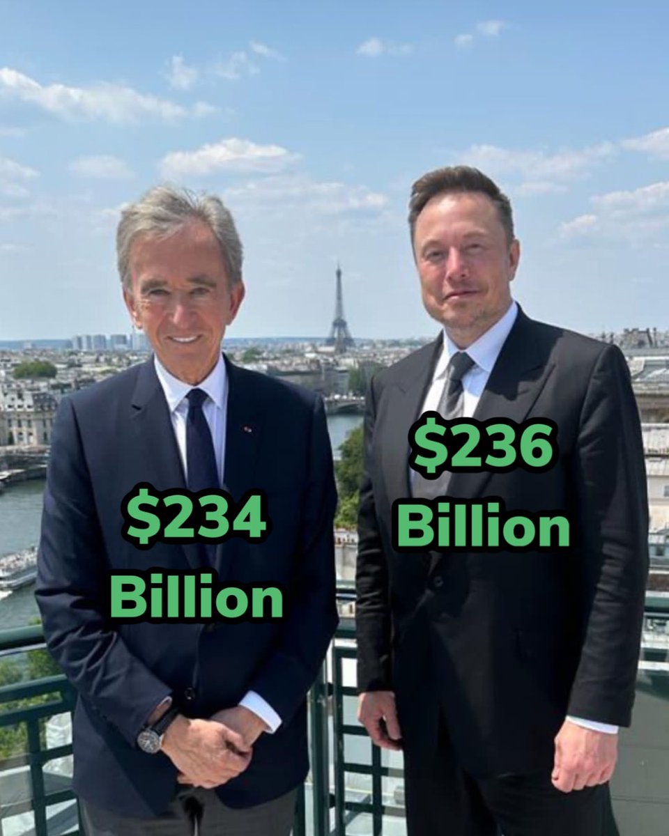The two richest men, Elon Musk and Bernard Arnault, met for lunch today