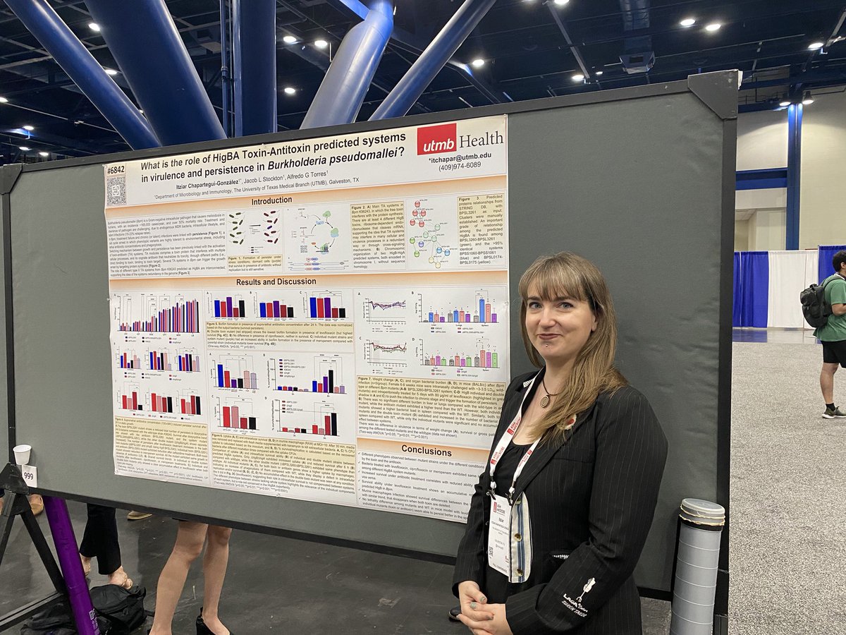 Come and learn about Burkholderia toxin-antitoxin systems from my postdoc <a href="/orcinus26/">Itziar Chapartegui</a> in the HMB poster area #999 #ASMicrobe <a href="/UTMBGSBS/">UTMB Graduate School of Biomedical Sciences</a> <a href="/UTMBProvost/">UTMB Provost's Office</a>