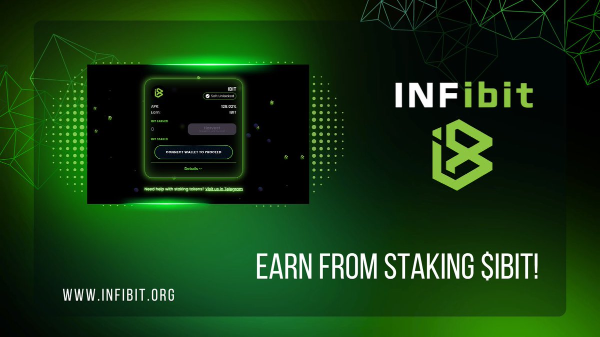 Stake your $IBIT and earn rewards! 💰

Checkout our platform here ⬇️ 
 dapp.infibit.org/#/staking

$IBIT #INFibit #staking #stakingrewards #DeFi #web3 #cryptocurrencies