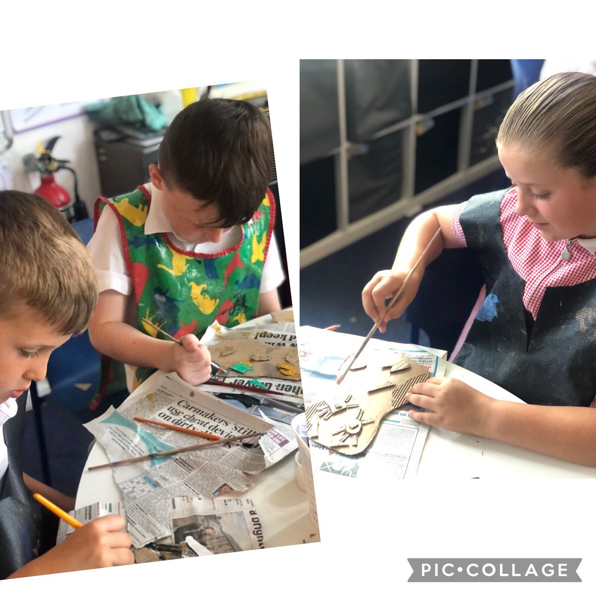 #YBH4CE worked so hard this week in creating Picasso inspired 3D cardboard art. Here they are in the early stages of their creations, pre paint. 👏🏻 #primaryart #picasso #3Dart