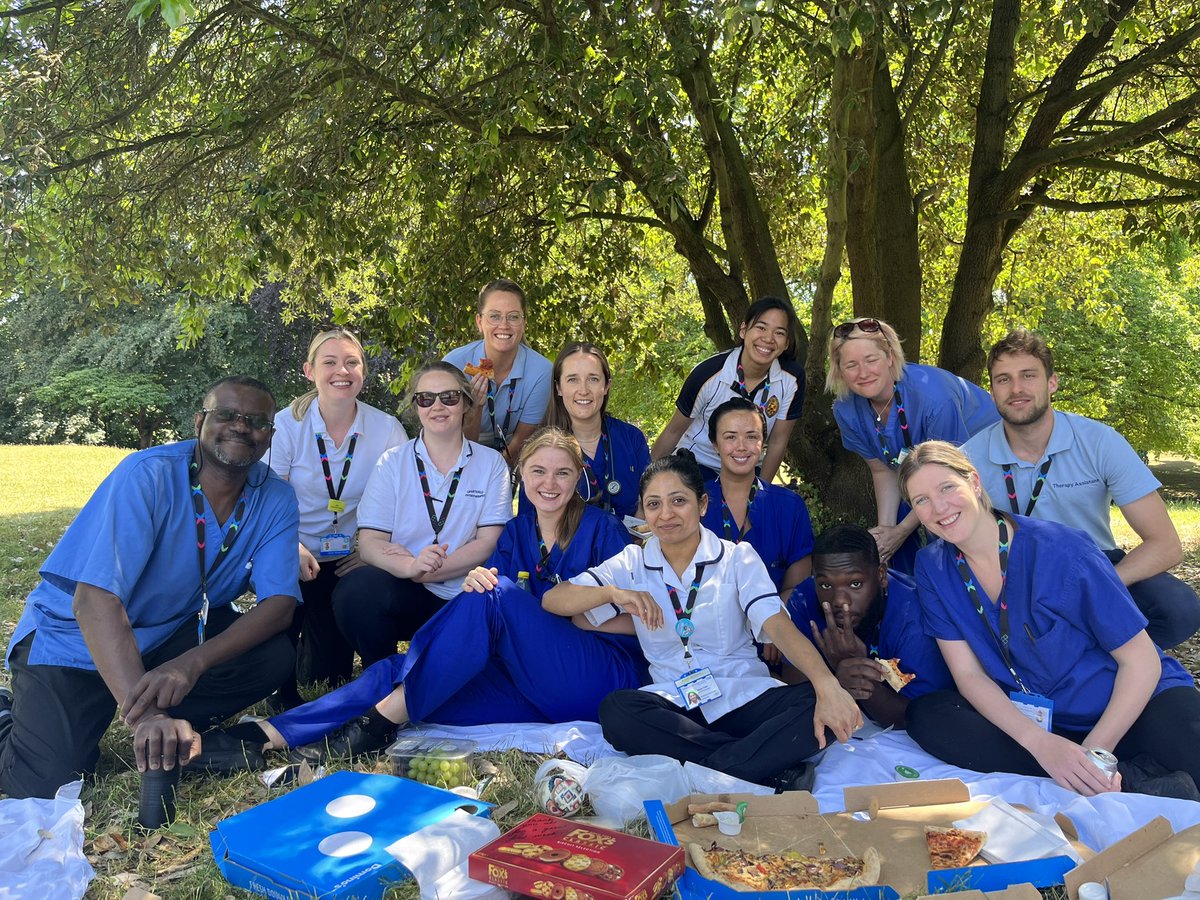 Respiratory medicine therapy team having a well deserved lunch break by the lake <a href="/WestMidHospital/">West Middlesex University Hospital</a> <a href="/ChelWestTherapy/">Chelwest Therapies 💙</a>