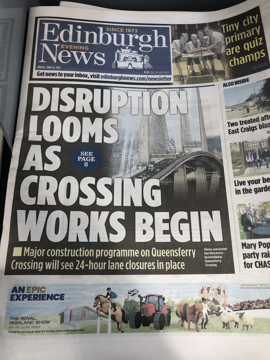 Queensferry Crossing Closure works starts next week for 3 months !
Absolutely no notice boards up on this for the past month. 
SNP & Transport Scotland are useless
#QueensferryCrossing