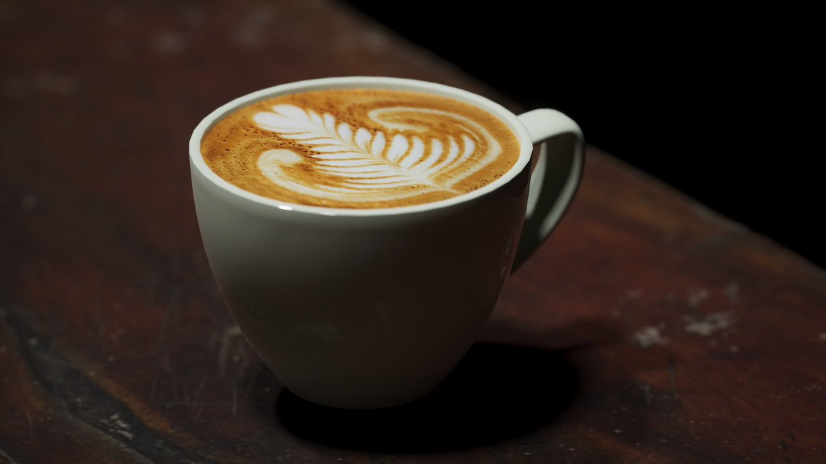 ChronGameStudio's tweet image. #latte #art #ue5 #UnrealEngine5 #photoreal #commercialphotography