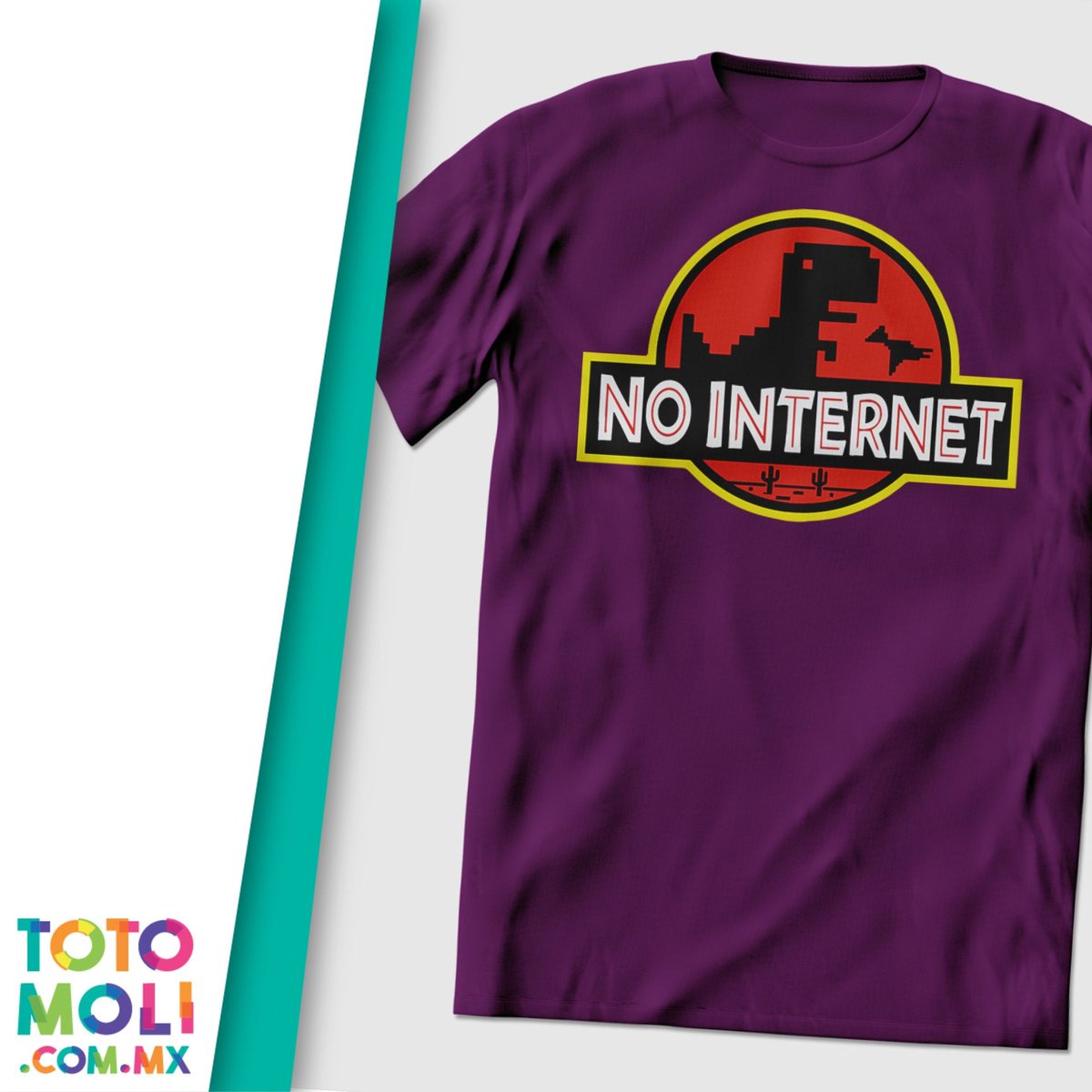 totomolimx's tweet image. Playera No Internet. Compra en totomoli.com.mx 👕🚫📶🦖 #NoInternet #GoogleDino
