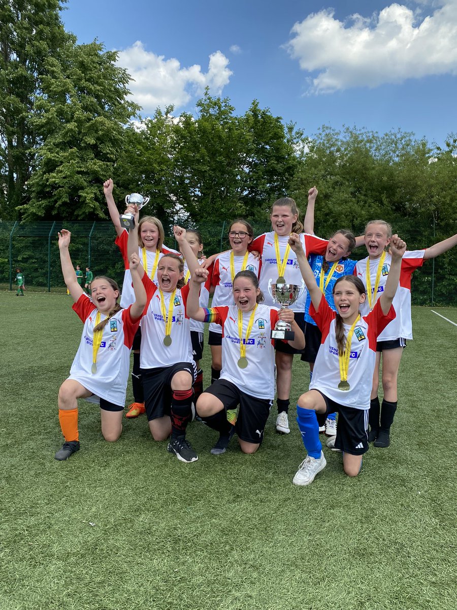 CadisheadP's tweet photo. Elaine Gilmore Cup champions 🏆
Fantastic match v @lukecesalford 
Some fabulous football was played with loud supporters cheering and encouraging the players.
These girls most definitely can
@SportMattersDG 
Huge thanks again to @HolyFamilyM6 for hosting and our referee George. https://t.co/OQnH1AEq8W