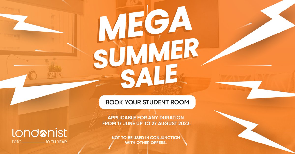 ☀️🌞Dive into summer savings!☀️🌞
Take Advantage of our 'Mega Summer Sale' and book today with Londonist to enjoy up to 75% off on your accommodation. 🏖️
#summersavings #summer #summervibes #sale #hugediscount #discount #newoffer #offers #saving #studentlife #london #londonlife