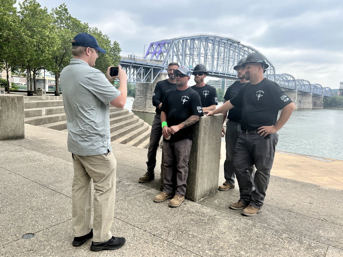 Captain Tim Dennemann of Cincinnati’s home team the Methane Heads speaks with reporter ⁦⁦<a href="/SamKnefTV/">Sam Knef</a>⁩ leading into the relay event. #gasrodeo #rumbleontheriver