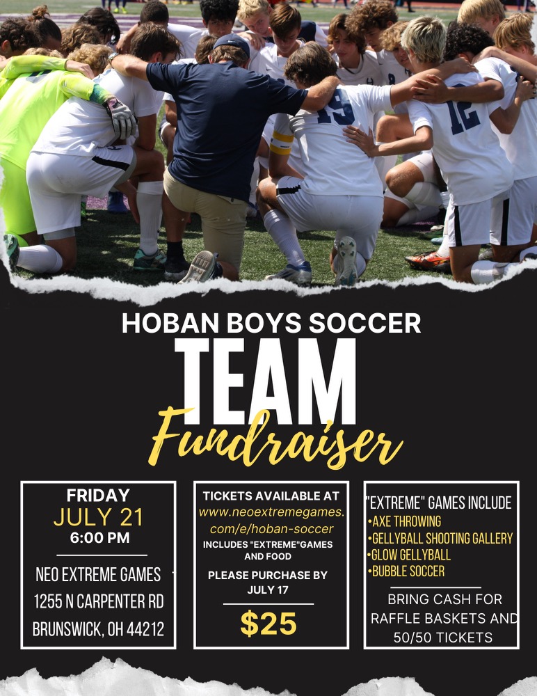 Hoban_Soccer's tweet photo. Join us for a fun night of games, food, raffles, &amp; fun on Friday, July 21st at NEO Extreme Games in Brunswick!  *Be sure to purchase your tickets by July 17th. https://t.co/cnFkcDRVNr
