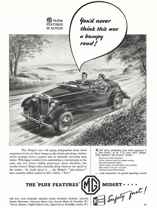 RetroAdvertsUK's tweet photo. Potholes, even then. The latest addition to my #etsy shop: MG Midget Car Print 1951, Original Advertising Wall Art https://t.co/iBK4i1doVw #men #dad #father #gift #present #mg #midget #fifties #print #retroadvertsuk https://t.co/OVe3JYc91T