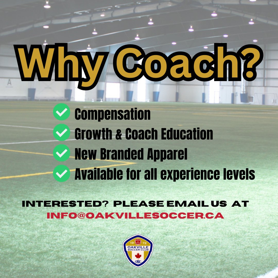 Oakville_Soccer's tweet photo. WE WANT YOU😎 

Now looking for Competitive coaches for this upcoming 2023-2024 Season❗️

All coaching levels are encouraged to apply.

If interested or would like to learn more please contact us at info@oakvillesoccer.ca 

#GoOakvilleWild https://t.co/jRhIG5cqCu