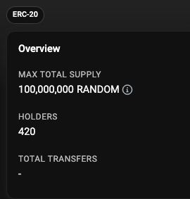marzthefirst's tweet photo. $RANDOM at 420 holders???
0/0, CA renounced, LP burned
#4chan #4chantoken #randomtoken https://t.co/PPeZBVrS8J