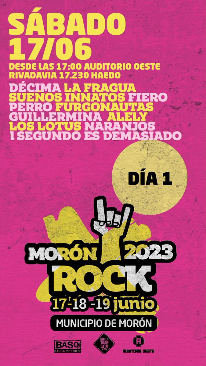 Hola! Nos vemos mañana en una nueva edición del Morón Rock! 3 días a pura música, y gratis!!

Mañana desde las 17 hs en <a href="/AuditorioOeste/">Auditorio Oeste</a>.

Show Furgo a las 20hs!

<a href="/CulturaMoron/">Cultura Morón</a>