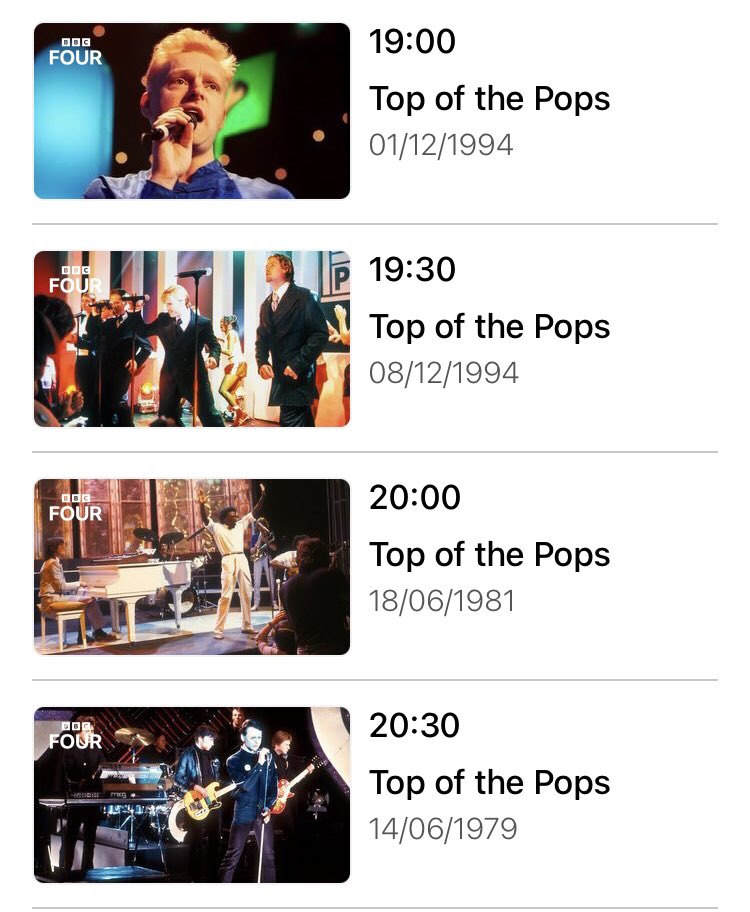 #TOTP episodes for tonight on BBC4