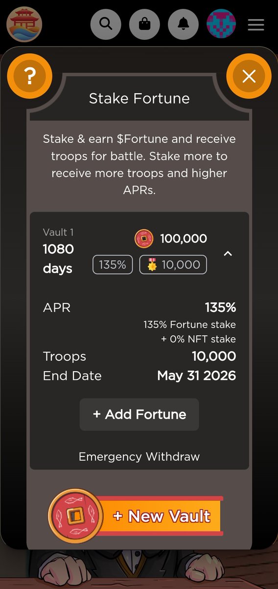 Staked 100,000 $FRTN until 2026 @EbisusBay #longgame