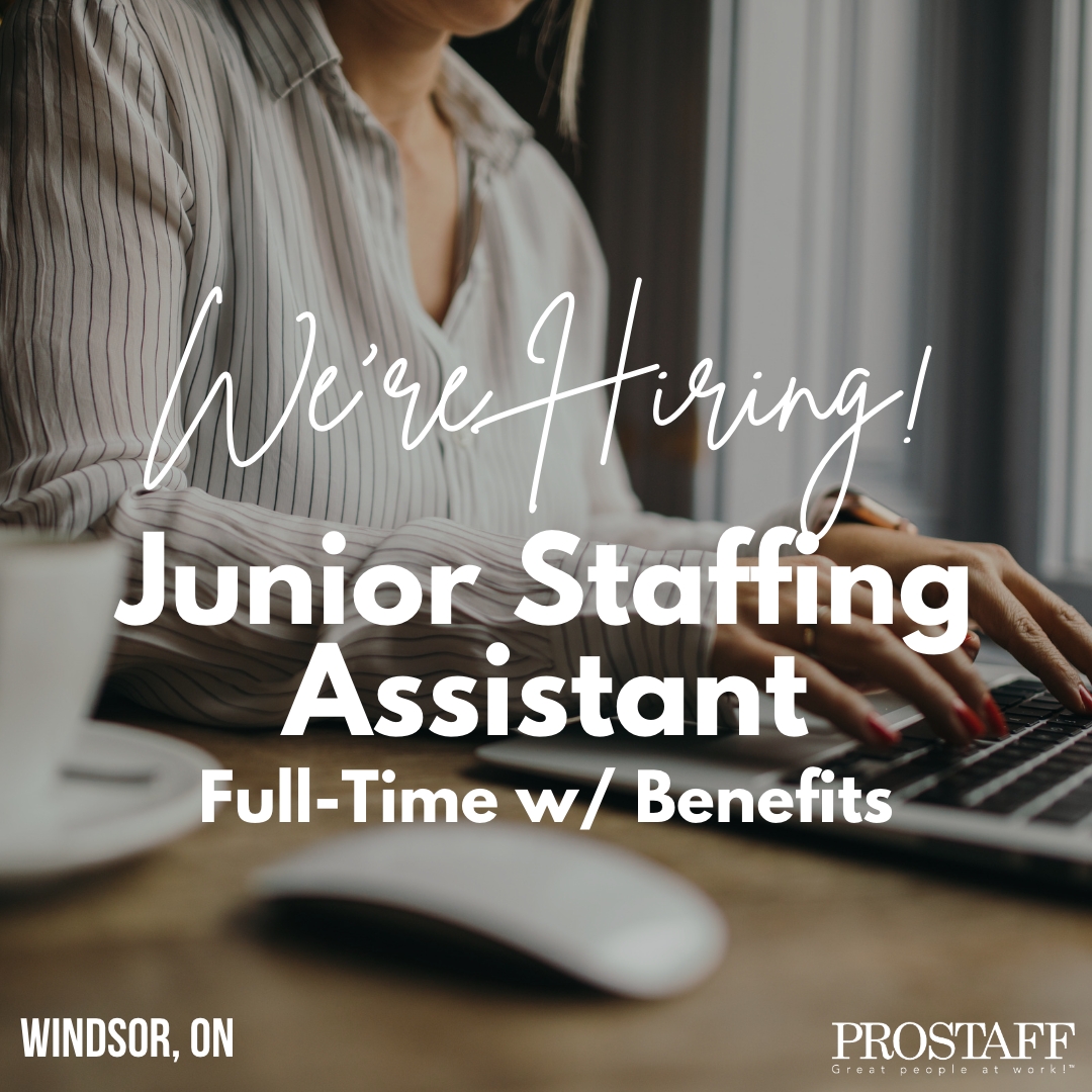 We are #hiring a Junior Staffing Assistant in Windsor, ON. This is a full-time position.

Pay: $15.50 to $17.50 per hour + Benefits
Shift: Monday to Friday, 8am to 4:30pm

Send your resume to JOBS@PROSTAFFWORKS.CA

#prostaffworks #jobboard #yqg #windsor #windsoressex #windsorjob
