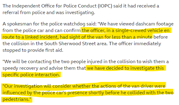 That the IOPC, in announcing this investigation, can't bring themselves to applaud the courage and determination of officers responding to the tragic and barbaric violence in #Nottingham is damning of their relationship with the public &amp; police alike. bbc.co.uk/news/uk-englan…