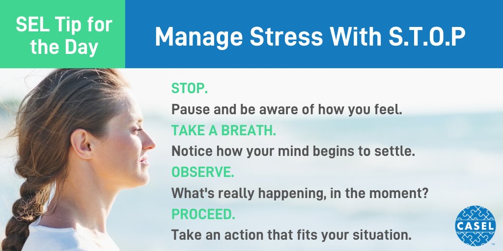 Practice your #SEL competencies of self-awareness and self-management when challenges arise.
